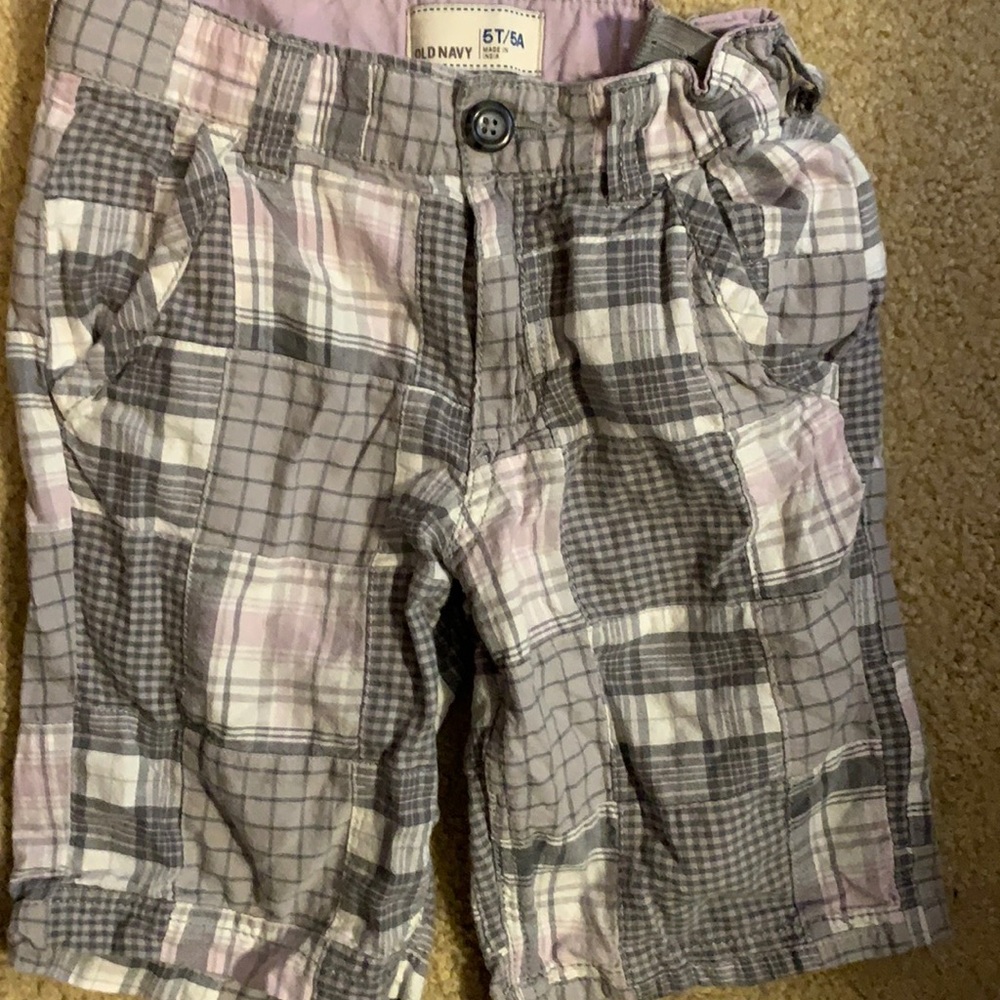 Old Navy 5T adjustable waist plaid button front shorts